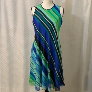 Calvin Klein- Striped Floaty Chiffon Dress EUC